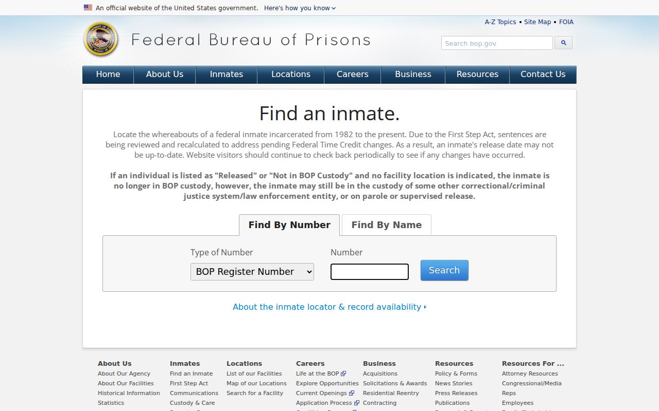 Federal prisoner search separate from Montgomery County arrest records