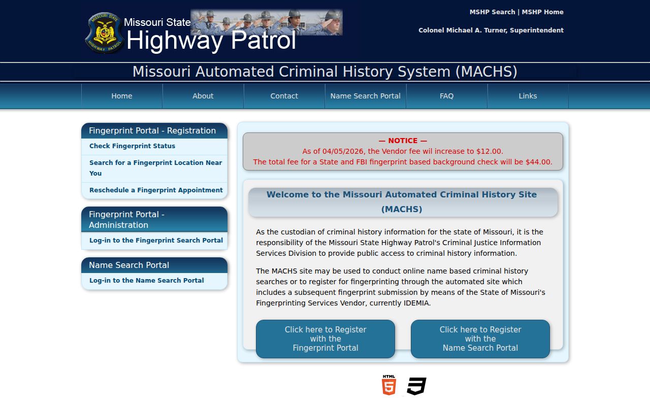 Montgomery County criminal history MACHS record portal