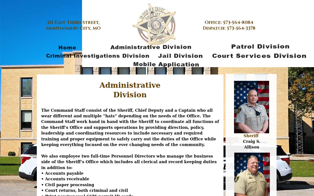 Montgomery County criminal history sheriff records and warrant contacts