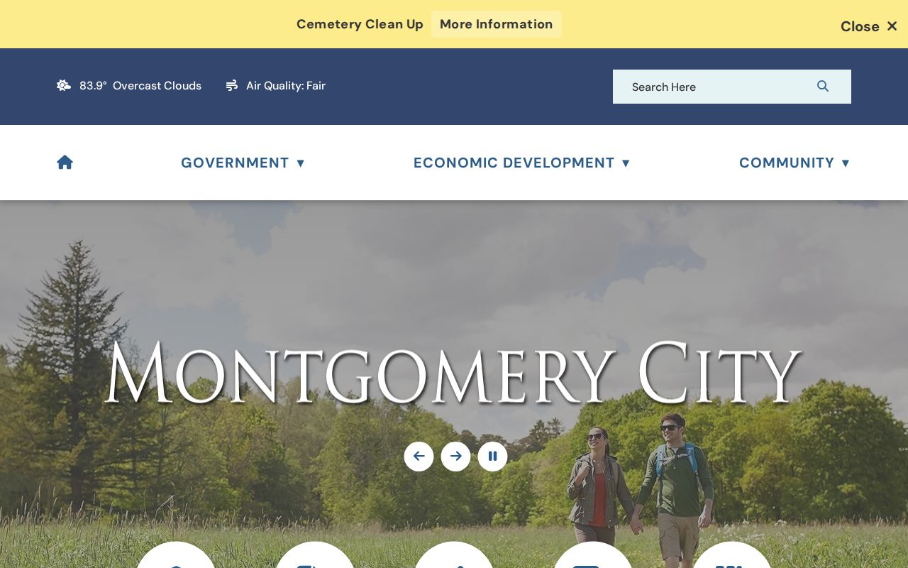 Official Montgomery City website for local criminal records contact information