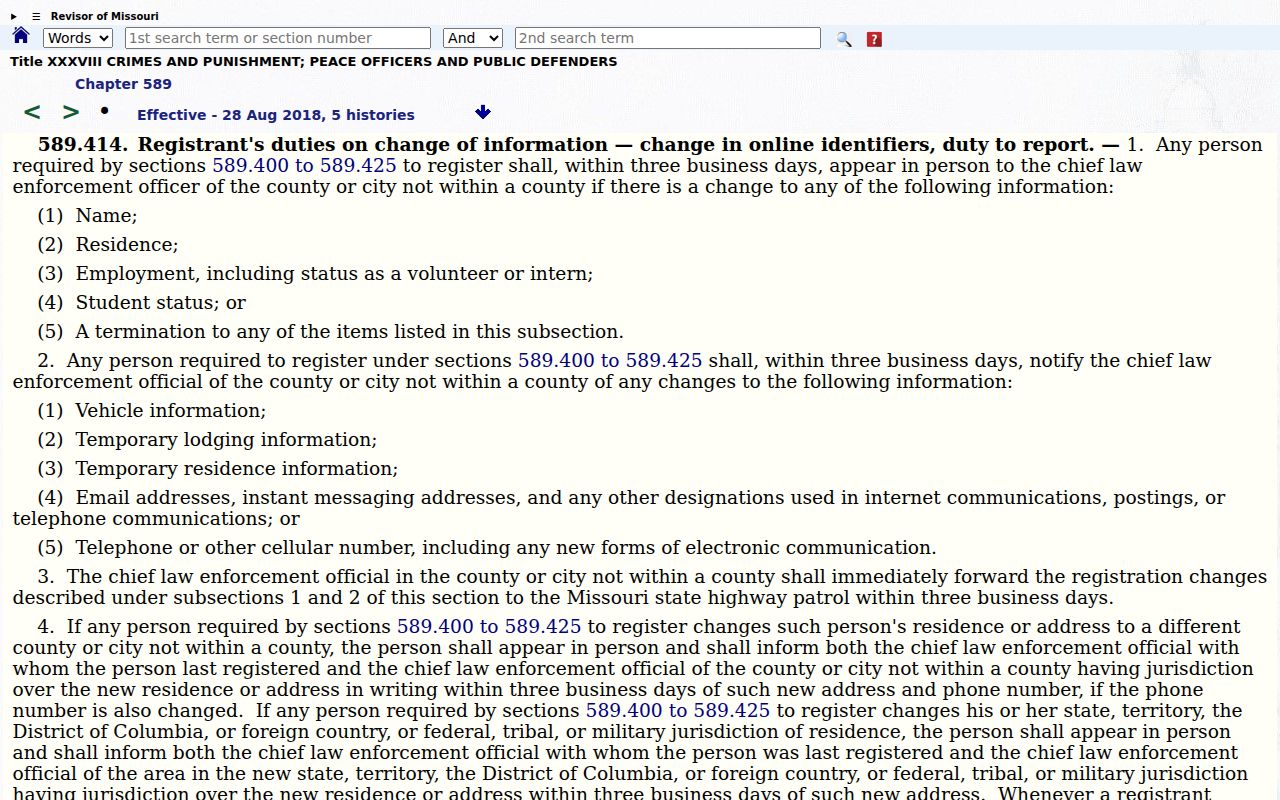 New Florence criminal records and Missouri sex offender tier law